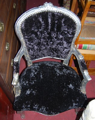 Lot 1375 - A French style silver painted fauteuil