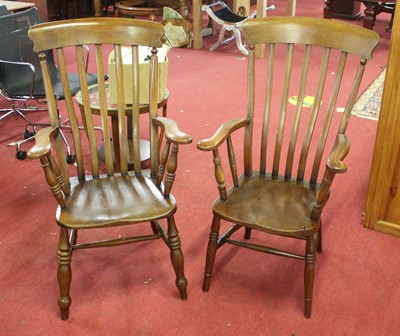 Lot 1380 - A near pair of elm seat and beech slatback...