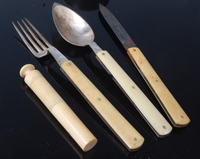 Lot 129 - An early 19th century French campaign cutlery...