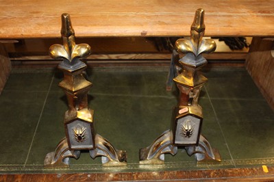 Lot 1335 - A pair of Edwardian brass and cast iron...