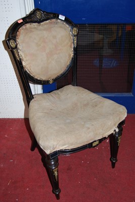 Lot 1444 - A Victorian ebonised single salon chair (for...