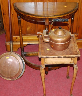 Lot 1466 - An oak demi-lune occasional table, width 60cm,...