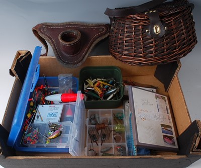 Lot 505 - Two boxes of fishing tackle and equipment to...