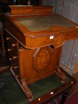 Lot 1361 - A Victorian marquetry inlaid walnut Davenport,...