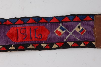 Lot 86 - A WW I prisoner of war belt embroidered for...