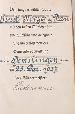 Lot 91 - Hitler, Adolf, Mein Kampf 1937 Wedding edition,...
