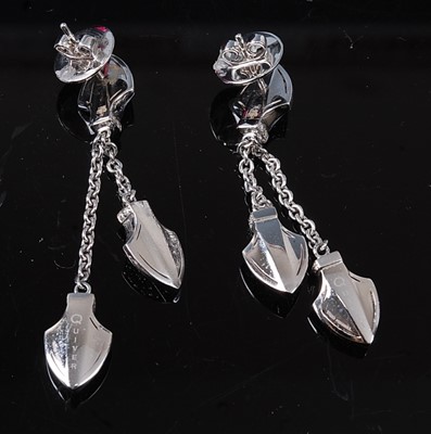 Lot 2273 - A pair of 18ct white gold diamond quiver...