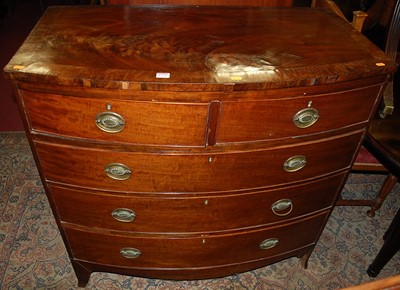 Lot 1324 - A Victorian mahogany bowfront chest of two...
