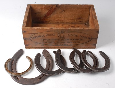 Lot 376 - * A stained pine box stamped Capewell Horse...