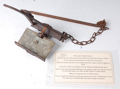 Lot 378 - * A Norfolk Imbra type rabbit trap with chain...