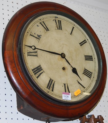 Lot 1120 - A Victorian mahogany circular wall clock,...