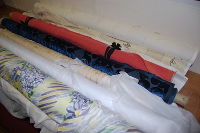 Lot 1146 - A collection of various sundry rolls of fabric