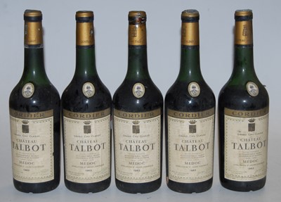Lot 1039 - Château Talbot, 1962, Saint Julien, five bottles