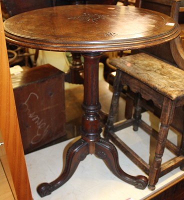 Lot 1241 - A Victorian mahogany and line carved circular...