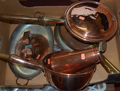 Lot 1301 - Various copper and brass wares, to include a...