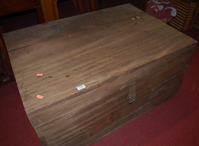 Lot 1305 - A planked hardwood hinge topped tool chest,...