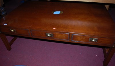 Lot 1312 - A contemporary campaign style mahogany and...