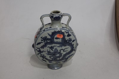 Lot 51 - A Chinese export blue and white moon flask,...