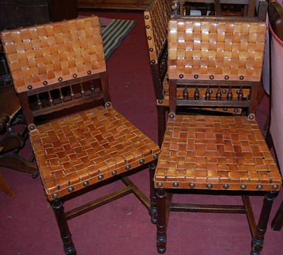 Lot 1367 - A set of six early 20th century oak and...
