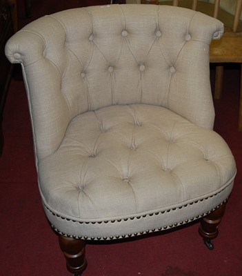 Lot 1390 - A contemporary buttoned upholstered low tub...