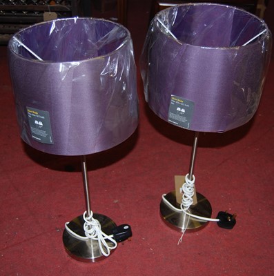 Lot 1449 - A pair of contemporary brushed aluminium table...