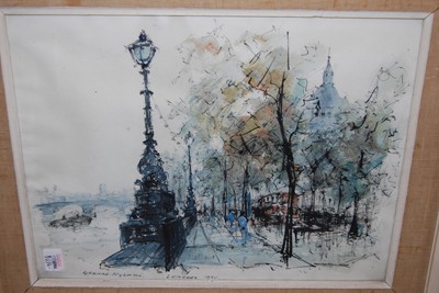 Lot 1034 - Leslie Worth (1923-2009) - Coastal scene,...