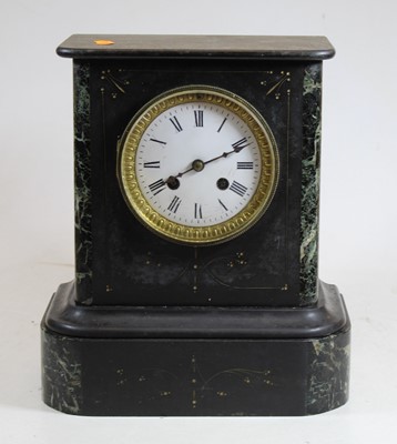 Lot 184 - A Victorian black slate and serpentine marble...
