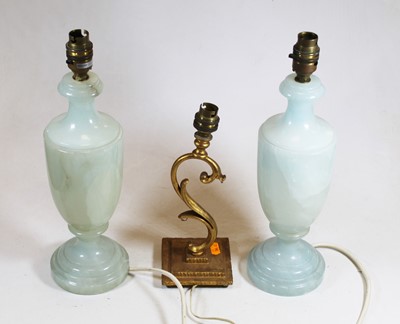 Lot 189 - A pair of polished table lamps of baluster...