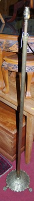 Lot 1195 - A 20th century brass telescopic standard lamp,...