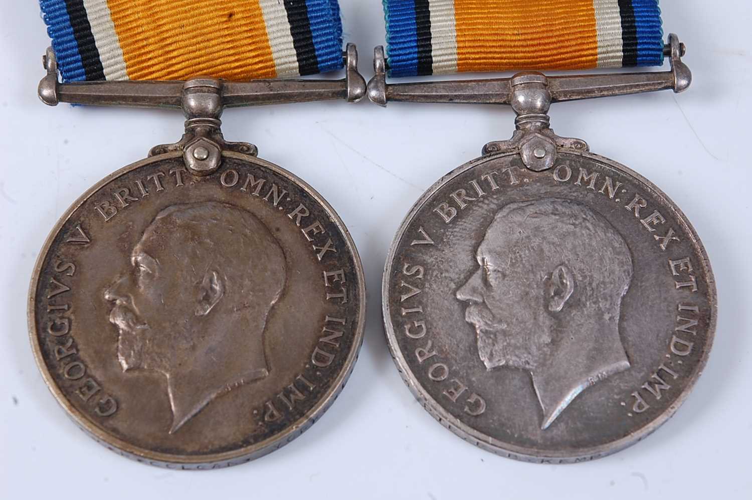 Lot 28 - Two WW I British War medals, naming 39774 PTE....