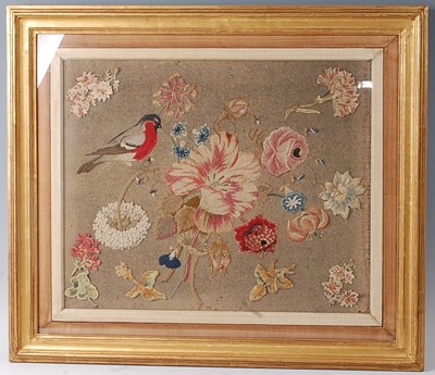 Lot 2328 - An 18th century felt and wool work panel...