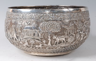 Lot 2358 - A 19th century Burmese 'silver' bowl, the...