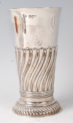 Lot 2122 - A late Victorian silver trumpet form vase,...