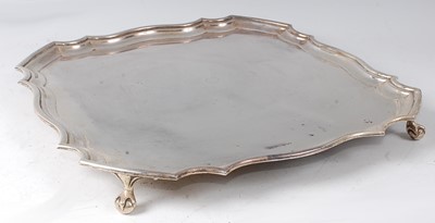 Lot 2114 - A modern silver salver, of shaped square...