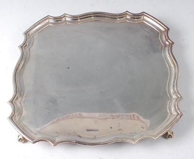 Lot 2114 - A modern silver salver, of shaped square...