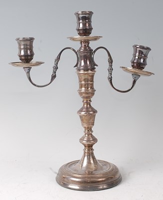 Lot 2121 - A silver three-light candelabrum, in the early...