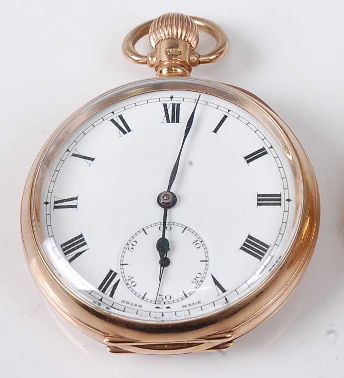 Lot 2296 - A gents 9ct gold cased open faced pocket watch,...