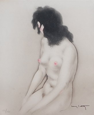 Lot 218 - Louis Icart (1888-1950) - Seated nude study of...
