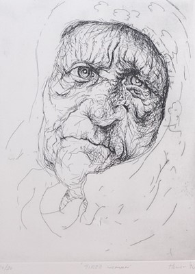 Lot 235 - Peter Howson (b.1958) - Tired woman, etching,...
