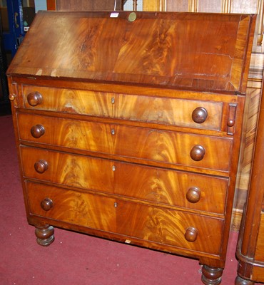 Lot 1108 - A 19th century flame mahogany slope fronted...