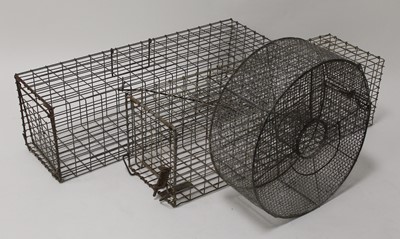 Lot 407 - * A pair of Coypu wirework live catch traps, w....