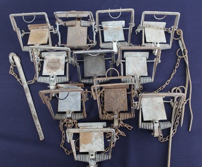 Lot 430 - * A collection of eleven Mk IV Fenn traps,...