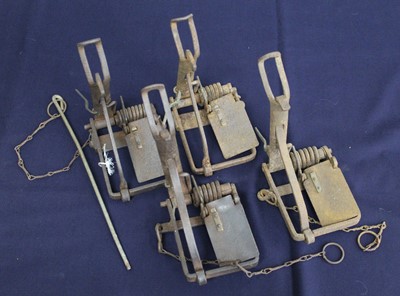 Lot 437 - * A Sawyer RSPCA 9-coil spring rabbit trap;...