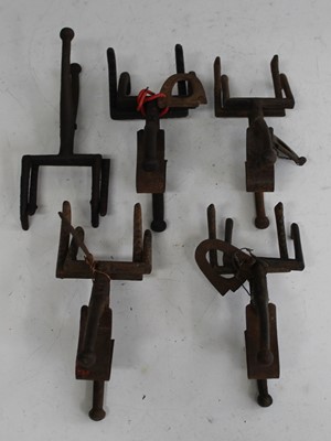 Lot 438 - * A 19th century iron scissor action mole trap,...