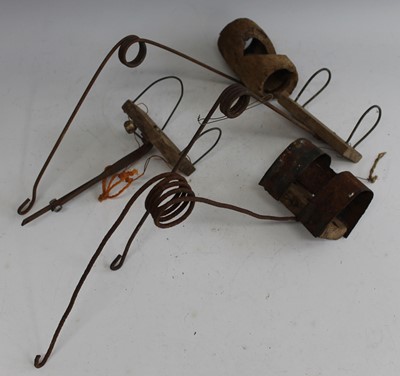 Lot 442 - * A collection of seven rustic mole traps, to...