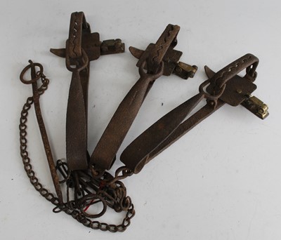 Lot 460 - * A Victorian gin trap, having 3" serrated...