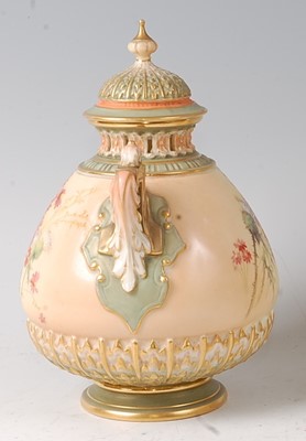Lot 2035 - A Royal Worcester blushware pot pourri vase...