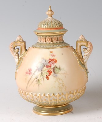 Lot 2035 - A Royal Worcester blushware pot pourri vase...