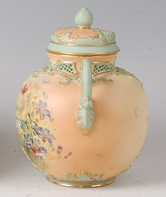 Lot 2036 - A Royal Worcester blushware pot pourri vase...