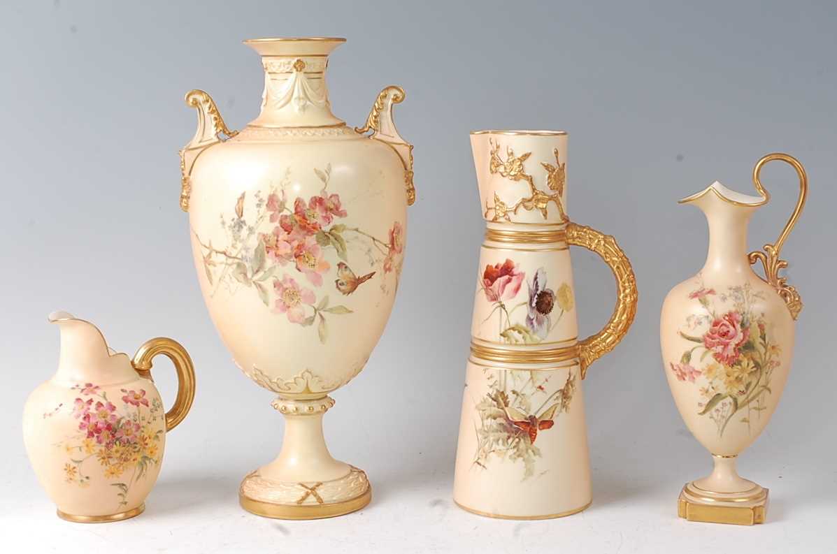 Lot 2043 - A Royal Worcester blushware pedestal vase,...